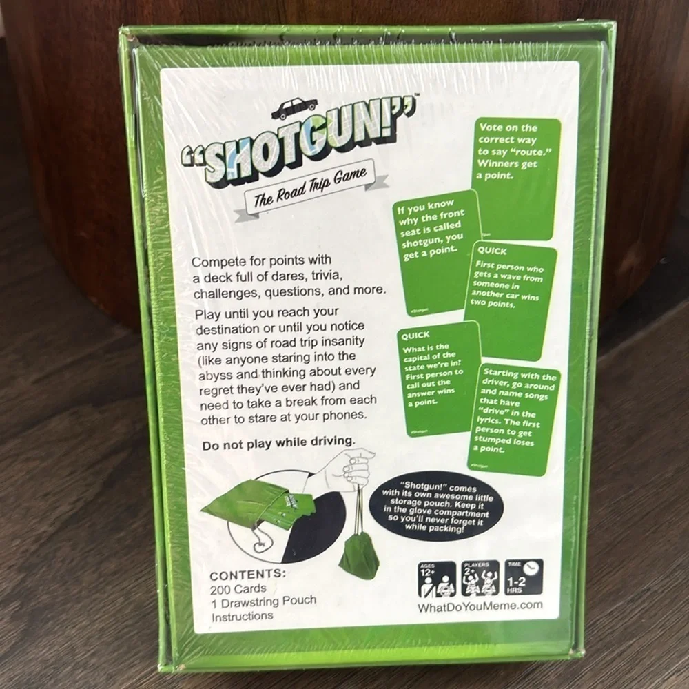 Shotgun The Road Trip Game,w/storage pouch,  dares,trivia,challenges,?’s age 12+
